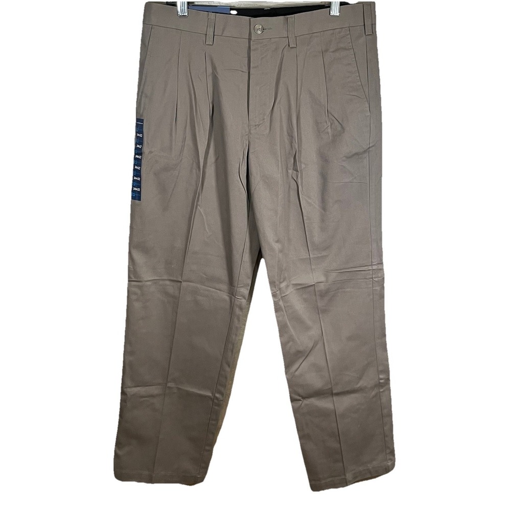 Croft & Barrow Pants Mens 34x32 Smoke Gray Easy Care Classic Fit Pleated  NEW